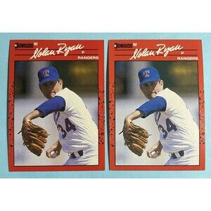 1990 Donruss #166 Nolan Ryan -Texas Rangers-No Dot Inc-Error &Corrected 2 Cards